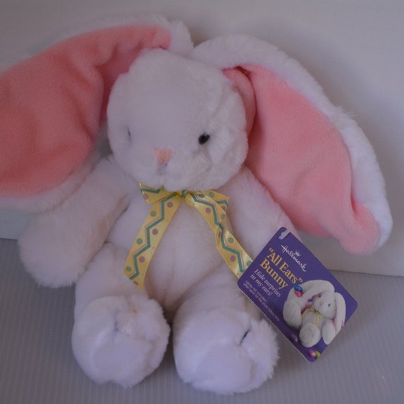 NWT Hallmark All Ears Plush Easter Bunny Rabbit Surprise Pockets 8" Cuddle Toy - Picture 4 of 12